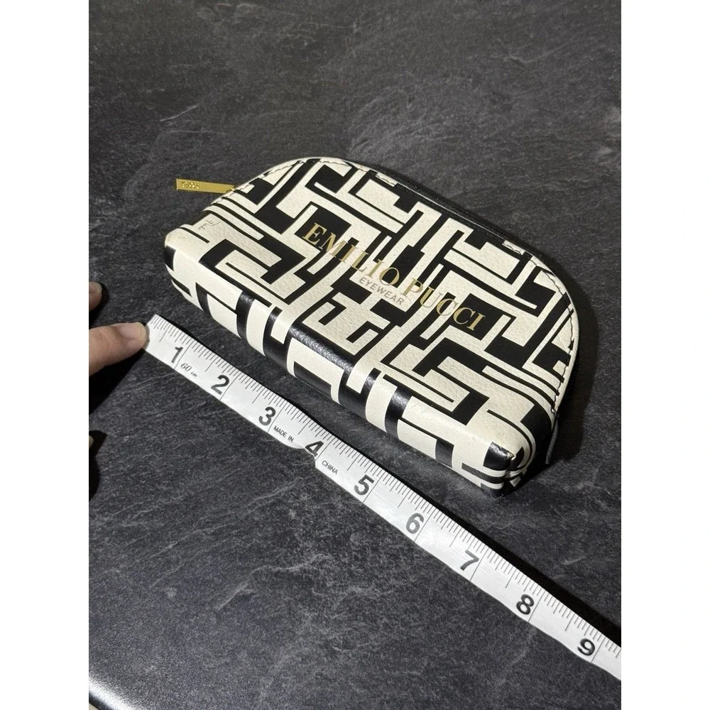 EMILIO PUCCI Eyewear Bag Case White Black Sunglasses Cosmetic Bag Purple Suede